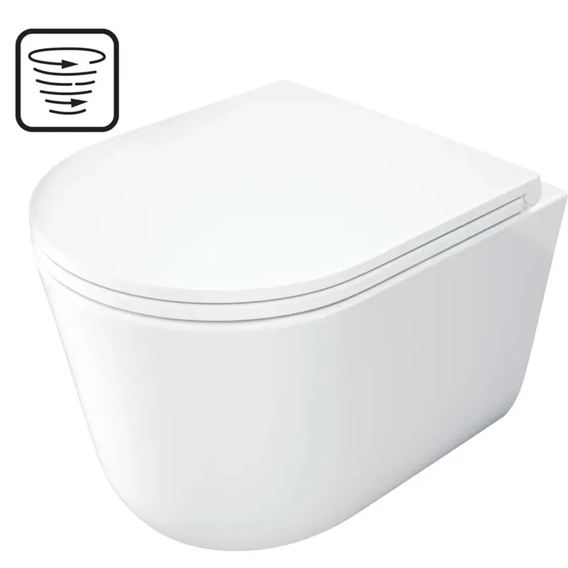 WC sospeso Genio sedile senza bordo e lavaggio a vortice 36x31 cm bianco Must-Have