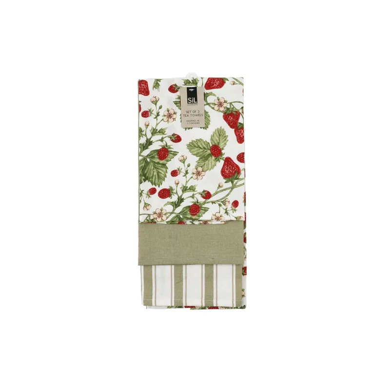 Bestel Nu Canovacci da cucina in cotone con fragole set da 3