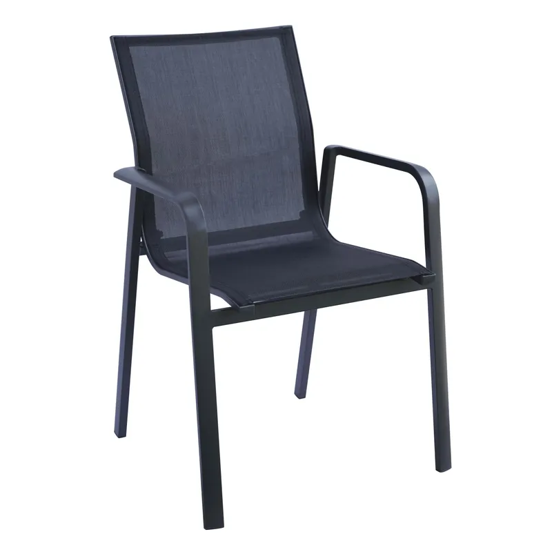 Sedia da giardino con braccioli impilabile in alluminio e Textilen nero Tijdelijk Beschikbaar