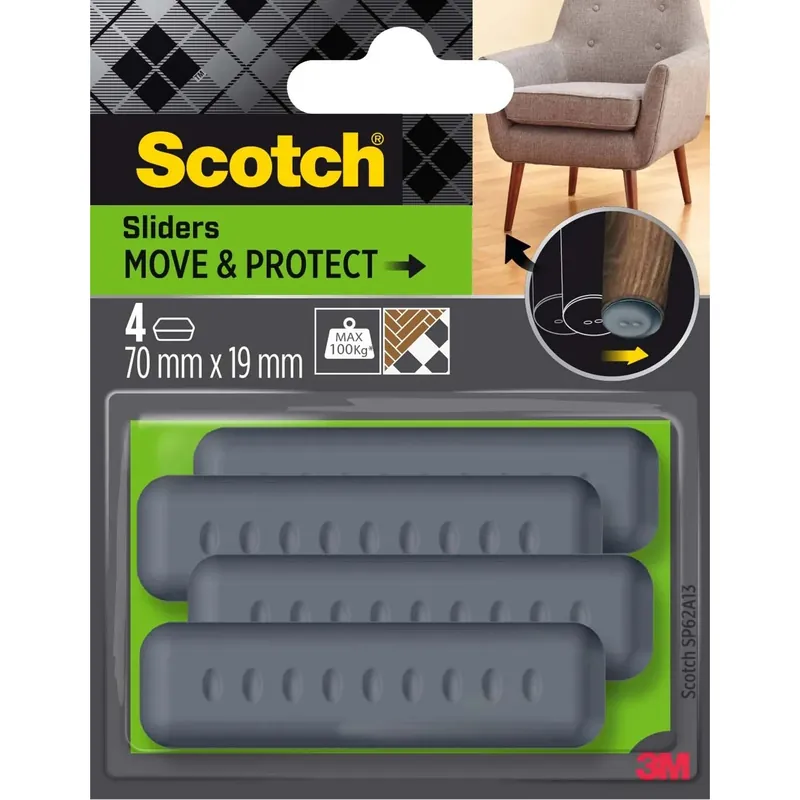 Superprijs Pattini adesivi Scotch® Move & Protect grigio 70x19 mm