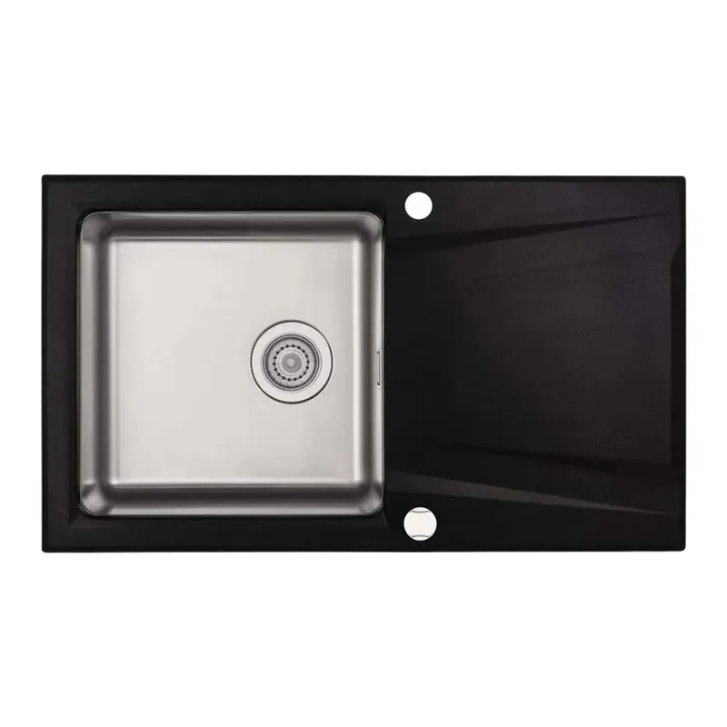 Weekendaanbieding Lavello 1 vasca con gocciolatoio Idrostile Mapos 500x220 mm Grafite Metallizzata