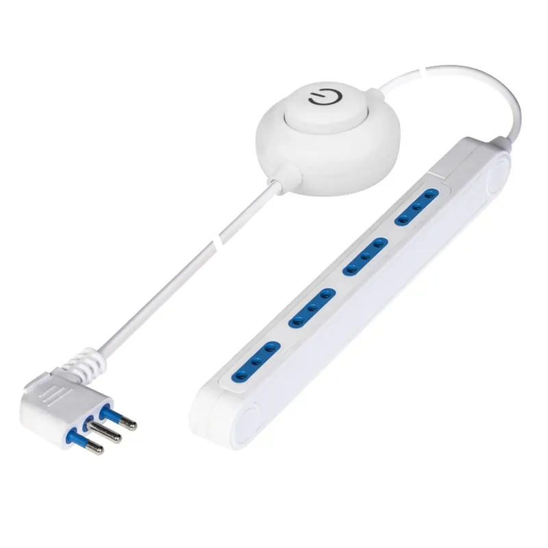 Ciabatta elettrica 4 posti 10 A 2P+T salvaspazio con interruttore a pedale Weekendaanbieding
