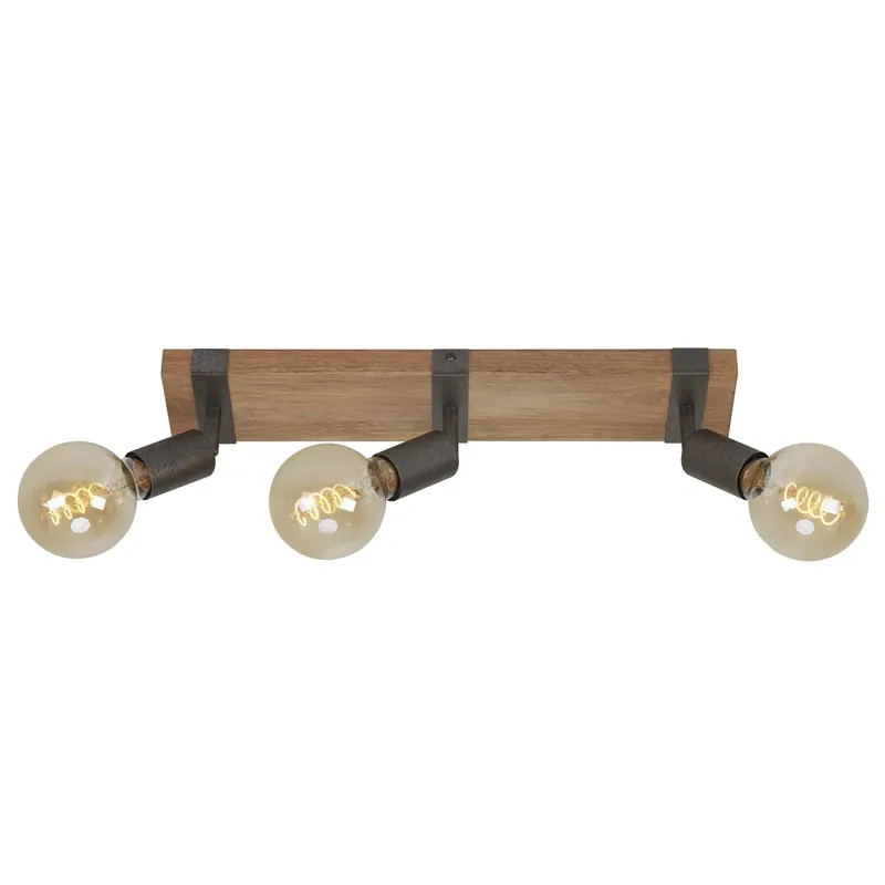 Direct Verzonden Faretto 3 luci Wood basic legno naturale 3xE27