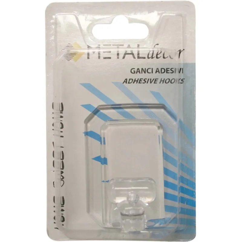 1 gancio adesivo in plastica rettangolare kristal trasparente Populair