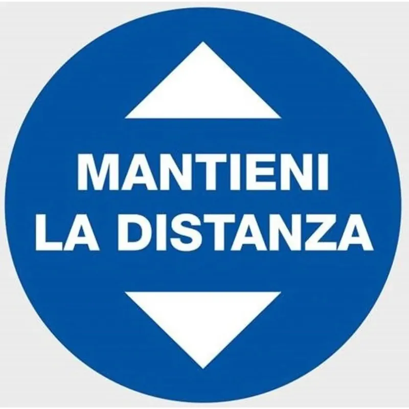 Adesivo calpestabile "Mantieni la distanza" Ø 30 cm Gecertificeerd