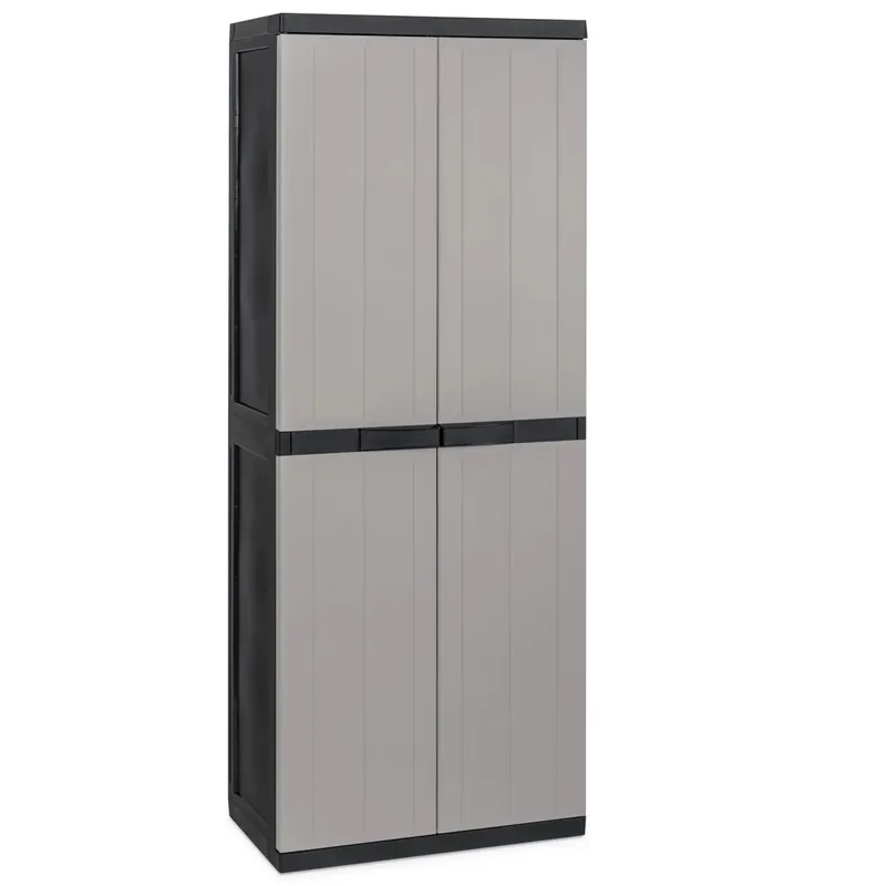 Mobile alto 2 ante 4 ripiani con vano portascope 65x37xH165 cm grigio nero Lage Kosten