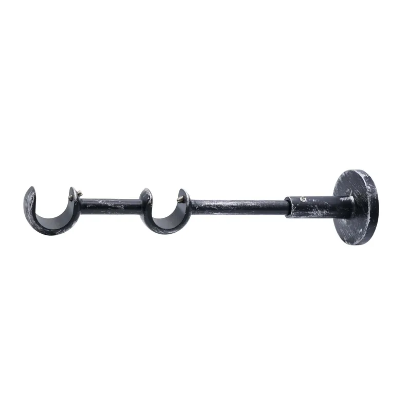 Supporto a parete doppio per bastone tenda nero Ø 2 cm L 20 cm Gratis Retour