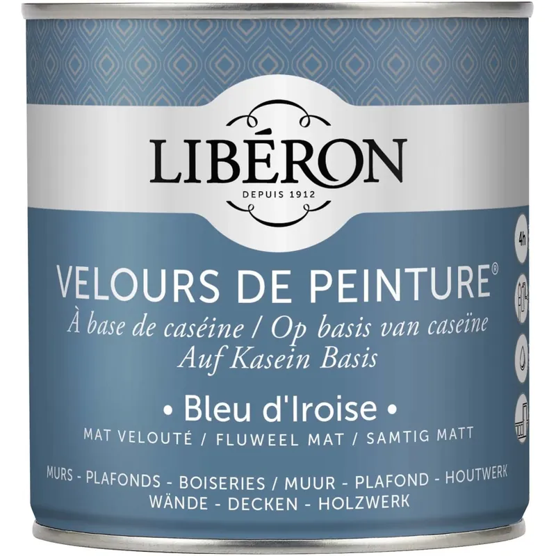 Idropittura lavabile Velours de Peinture Liberon Bleu d`Iroise 0,5 L Hete Deal