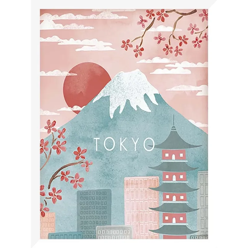 Stampa incorniciata disegno di Tokyo 30x40 cm Goedkoop