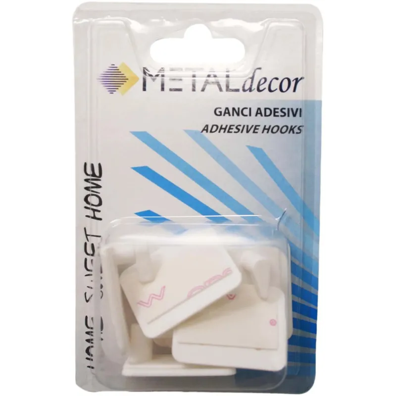 Merkproduct 6 ganci adesivi in plastica rettangolare bianco