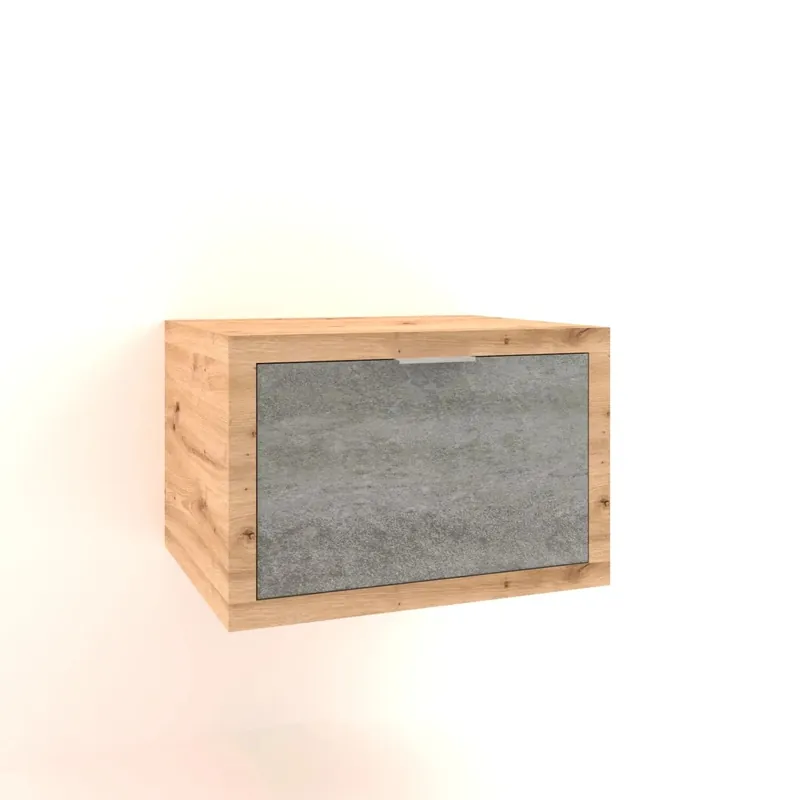 Mobile bagno base lavabo sospeso 60 cm rovere nodato/cemento Gecertificeerd