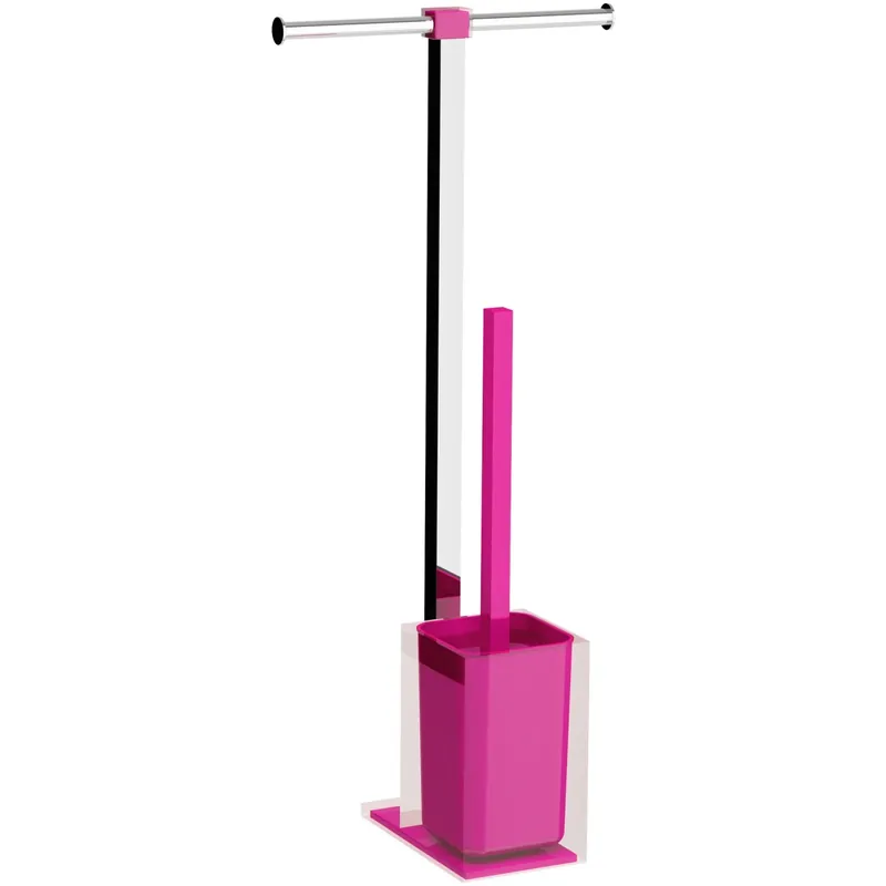 Korting Piantana portarotolo e portascopino bagno Rainbow H 58,8 cm fucsia