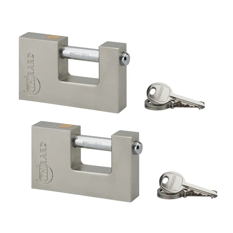 Hoge Kwaliteit Set 2 lucchetti rettangolari 90 mm acciaio SH 6 chiavi uguali