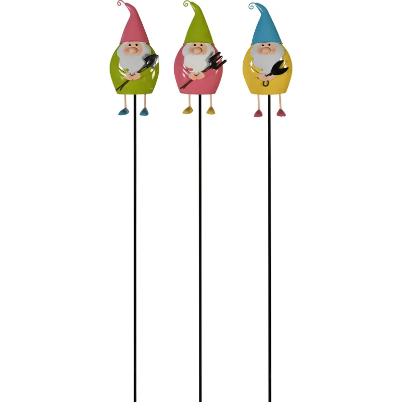 Decorazione giardino asta con nano 116 cm multicolore 3 pezzi Beperkte Voorraad