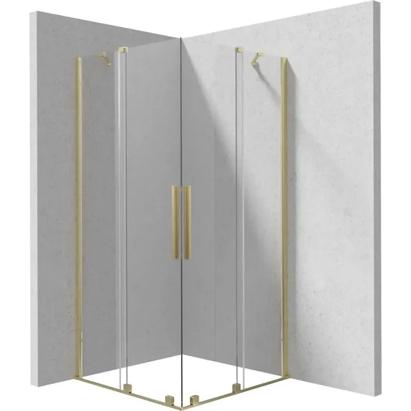 Cabina doccia quadrata Cabaiguán Idrostile vetro 6 mm 800x1950 mm oro spazzolato Actieprijs