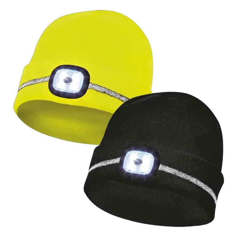 Cappello con luce e strisce riflettenti giallo tg. unica Korting