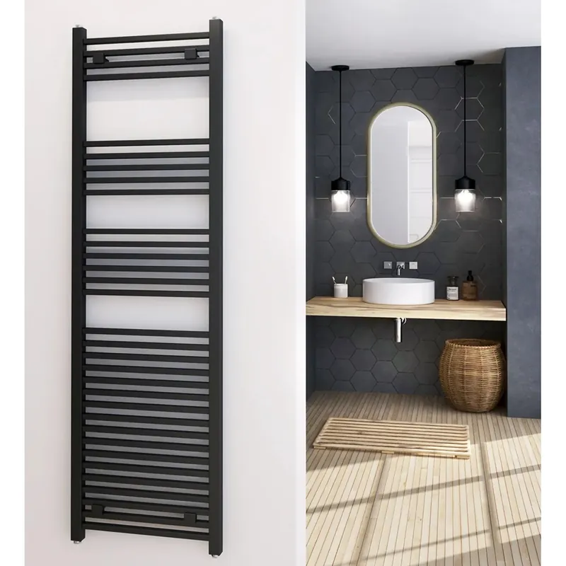 Termoarredo con tubi quadrati in acciaio nero opaco L 50 x H 100 cm Lage Prijs