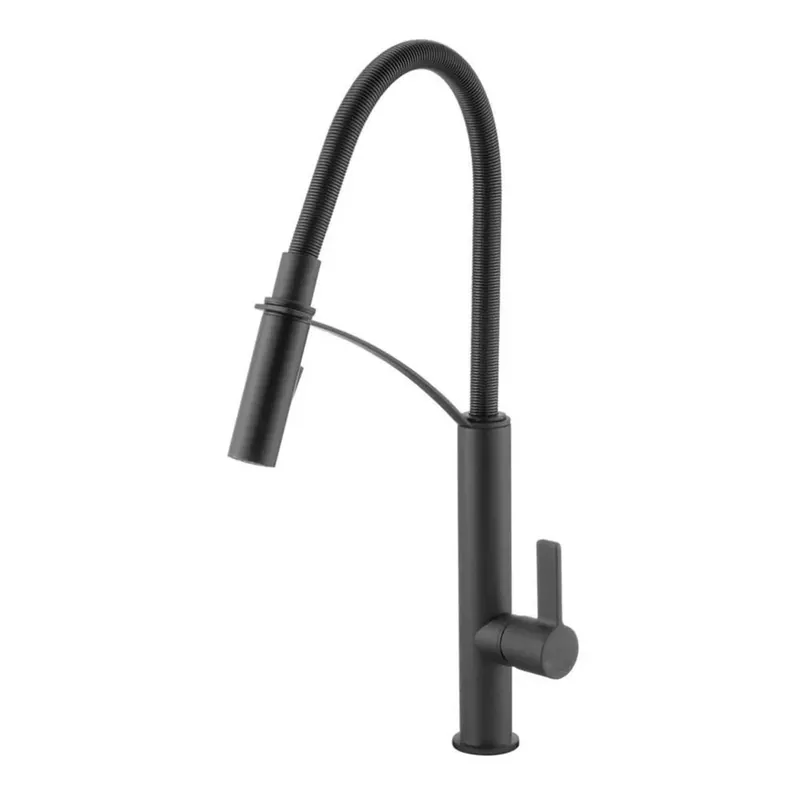 Rubinetto da cucina bocca elastica 2 getti Idrostile Gerbera nero spazzolato Voordeelprijs