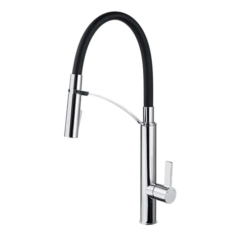 Bestel Nu Rubinetto da cucina bocca elastica 2 getti Idrostile Gerbera nero