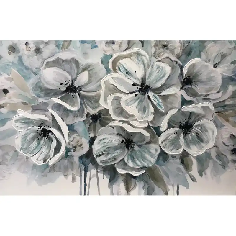 Canvas dipinto Fiori Azzurri 60x90cm Alleen Vandaag