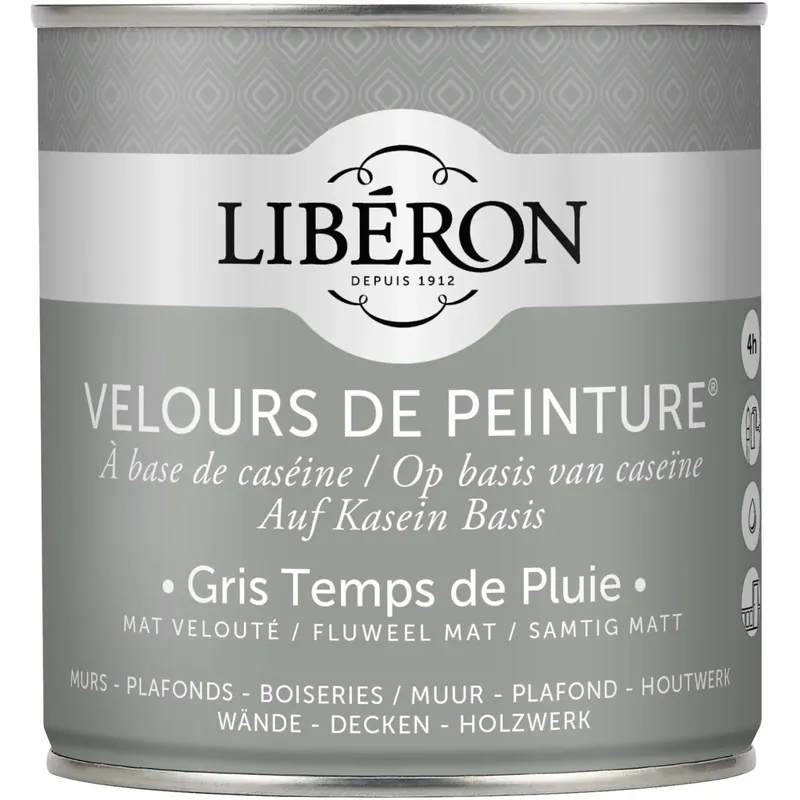 Idropittura lavabile Velours de Peinture Liberon Gris Temps de Pluie 0,5 L Nieuw