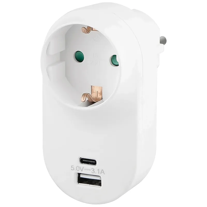 Adattatore per presa con 2 porte USB Bianco Direct Beschikbaar