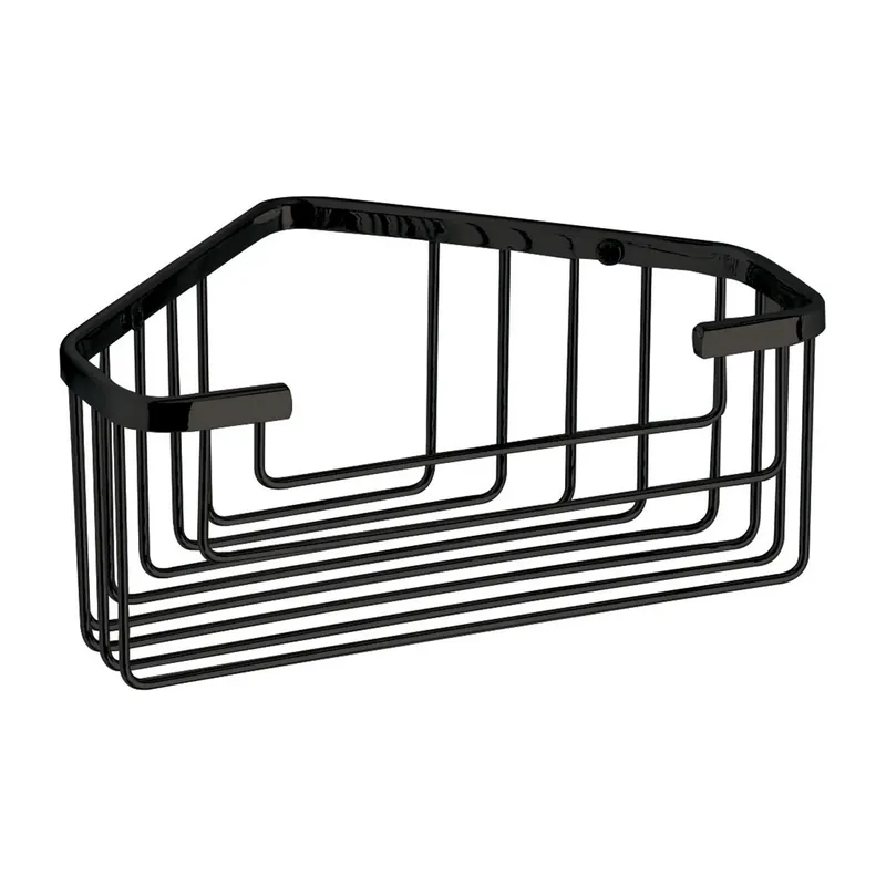 Porta oggetti doccia angolare in acciaio nero opaco Flitsaanbieding