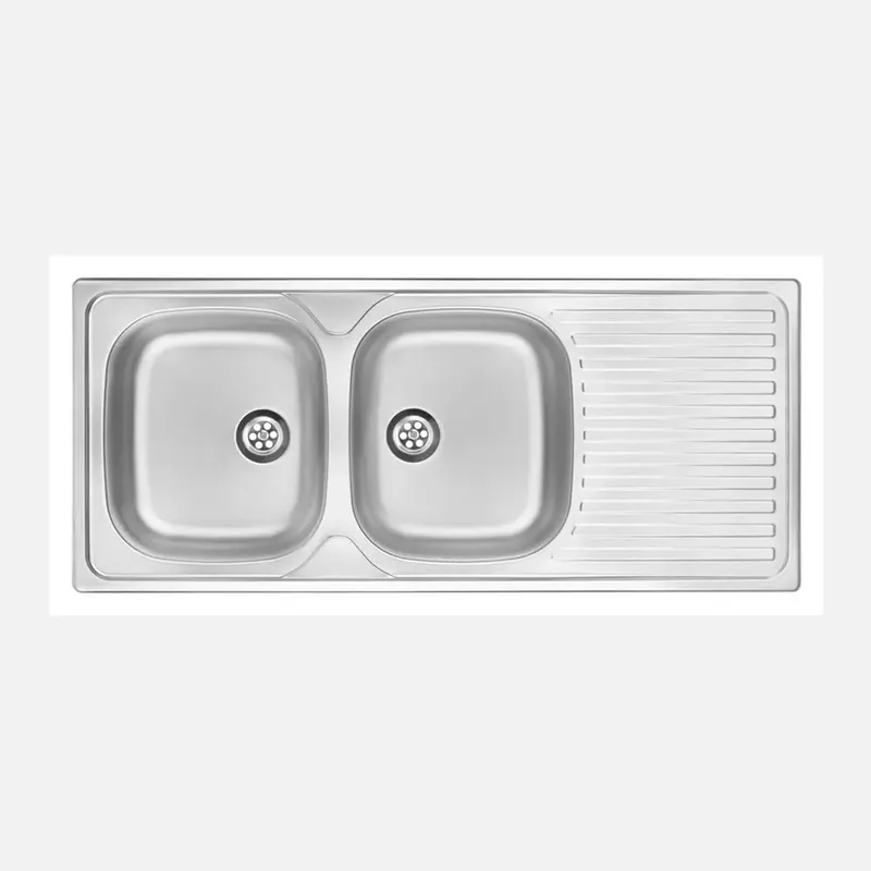Lavello 2 vasche con gocciolatoio Idrostile Jatibonico 500x140 mm satinato Must-Have