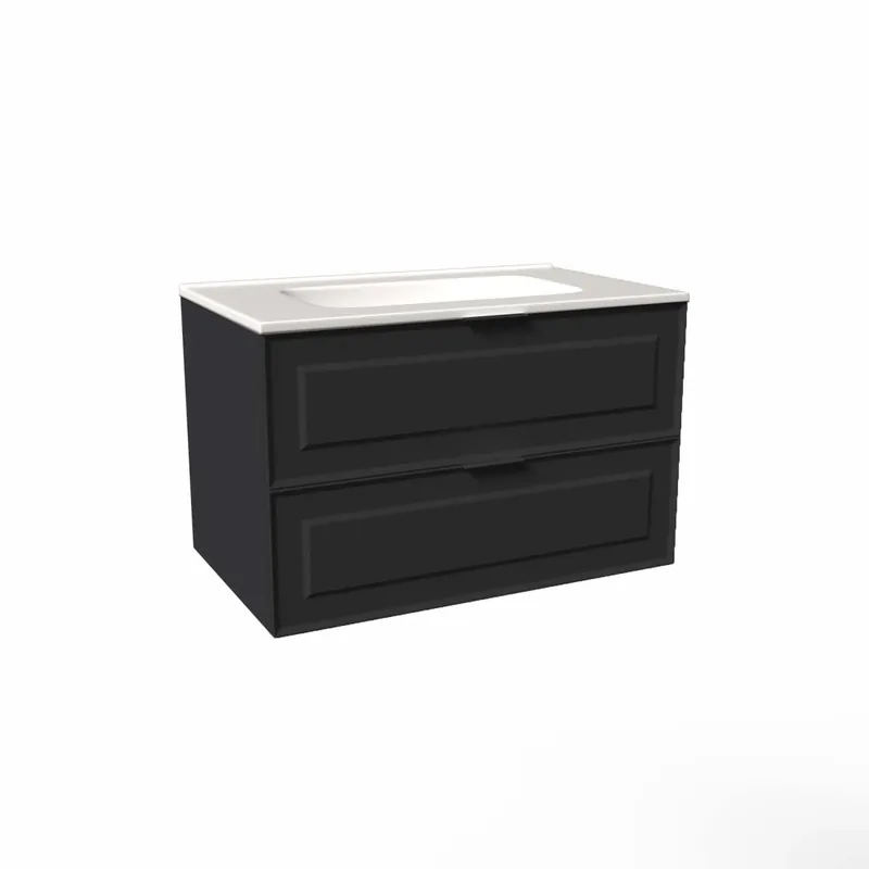 Mobile bagno base lavabo sospesa bugnata H51xL101xP46 cm Grafite Opale Uitverkoop