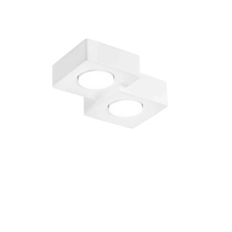 Plafoniera Athen quadrata doppia in gesso verniciabile 26x20x6,3 cm bianco Flitsaanbieding