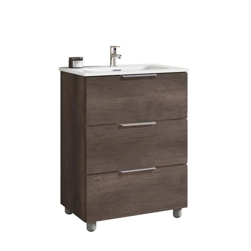 Mobile bagno base lavabo a terra Chloe 59,5x79x45,5 cm rovere scuro Gereduceerde Prijs