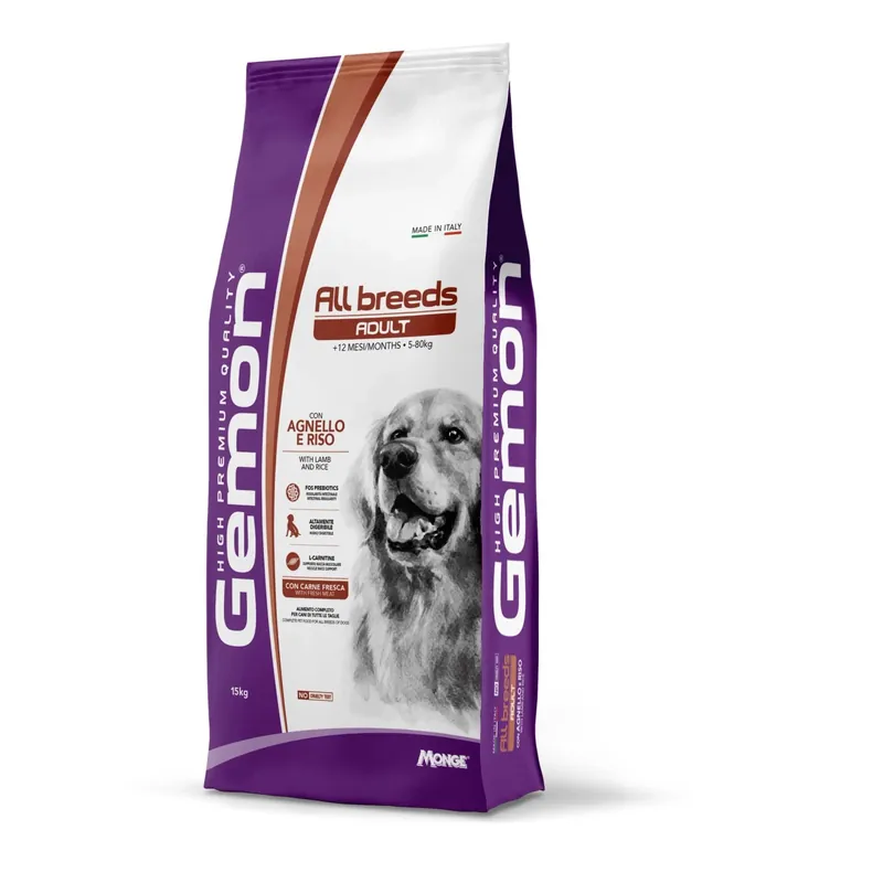 Koopje Crocchette per cani all`agnello e riso Monge Gemon 15 kg