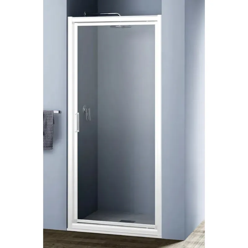 Porta battente doccia Platz 1 anta 85 cm H 190 cm argento e trasparente 3 mm Bestel Nu
