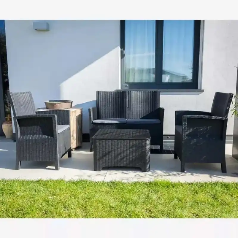 Hoge Kwaliteit Salotto da giardino Riccione in resina antracite 4 posti