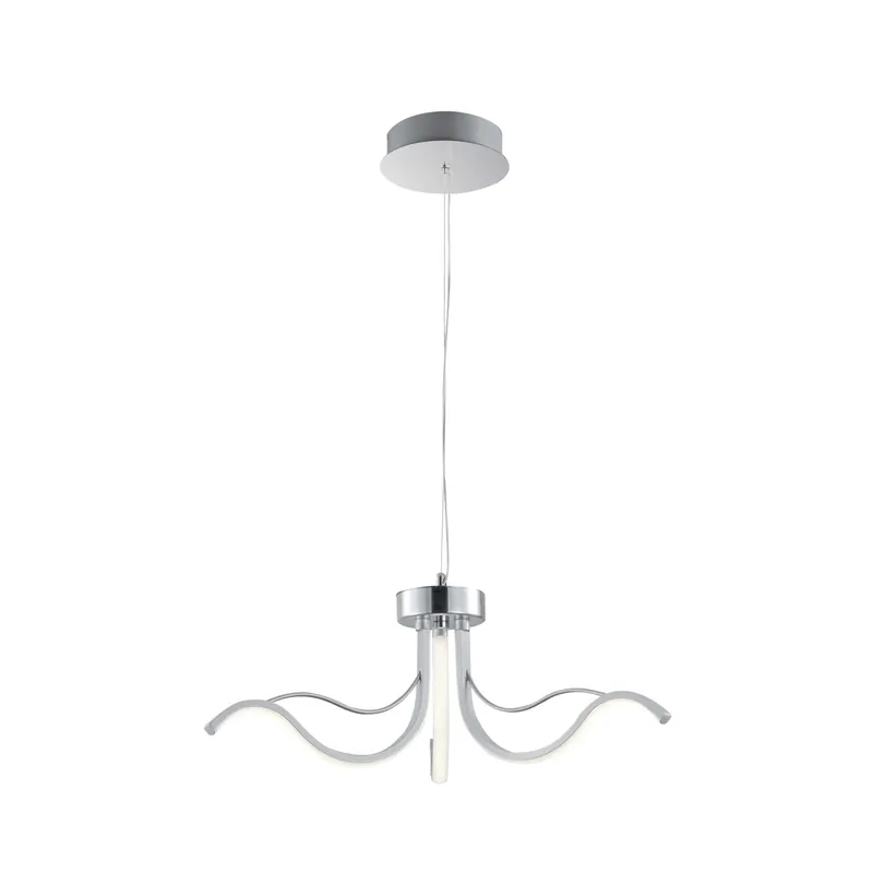 Gecertificeerd Lampadario a sospensione Ares LED 20 W dimmerabile alluminio argento Ø 56x120 cm