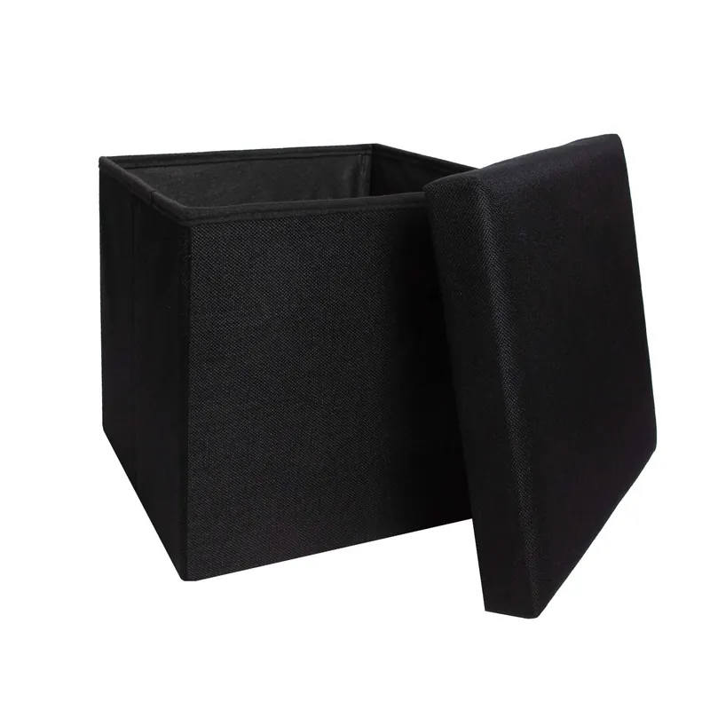 Rechtstreeks Van De Fabrikant Pouf contenitore Nanou 38x38x38 cm nero