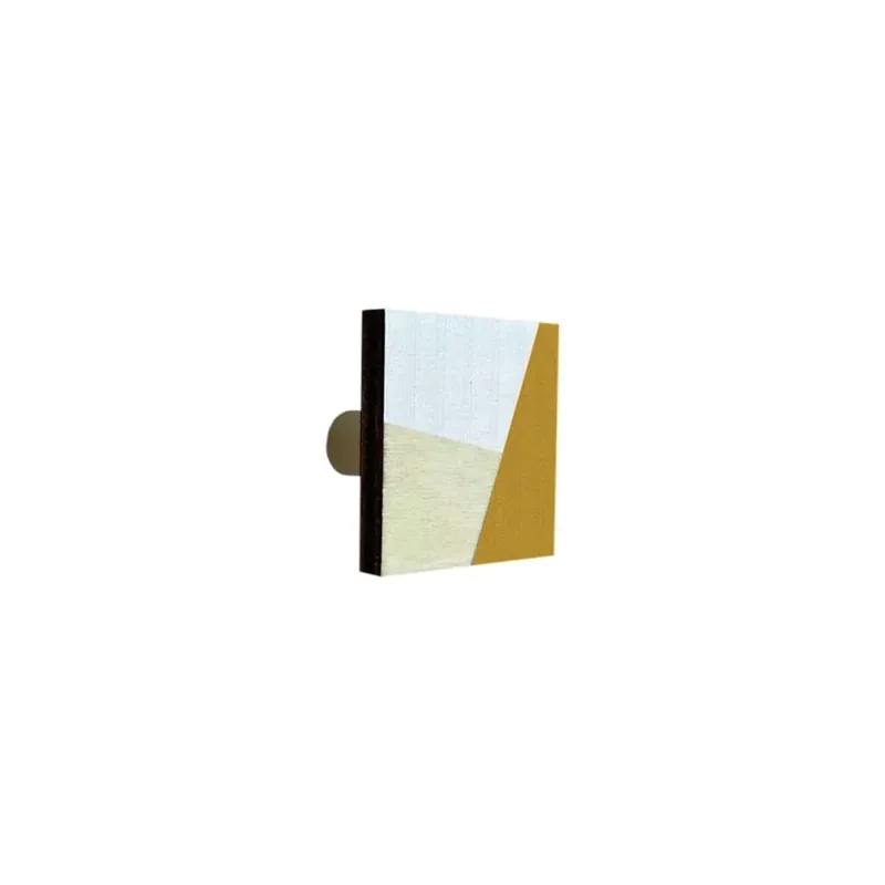 Pomolo quadrato in MDF 40x40 mm color legno naturale e giallo opaco Exclusieve Aanbieding