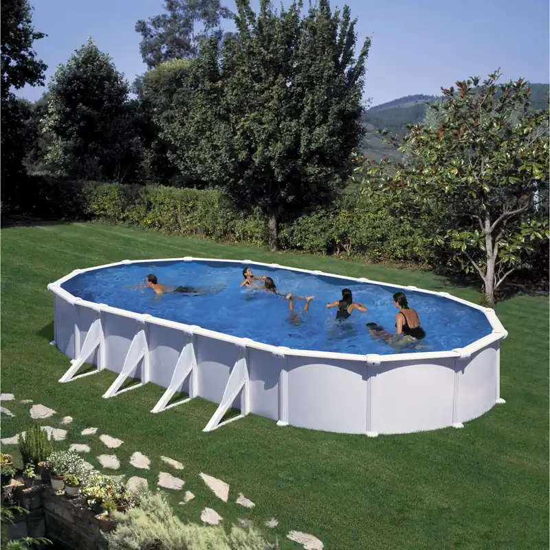 Gre piscina ovale bianca 915 cm x 470 cm x 132 cm con filtro a sabbia Gratis Retour