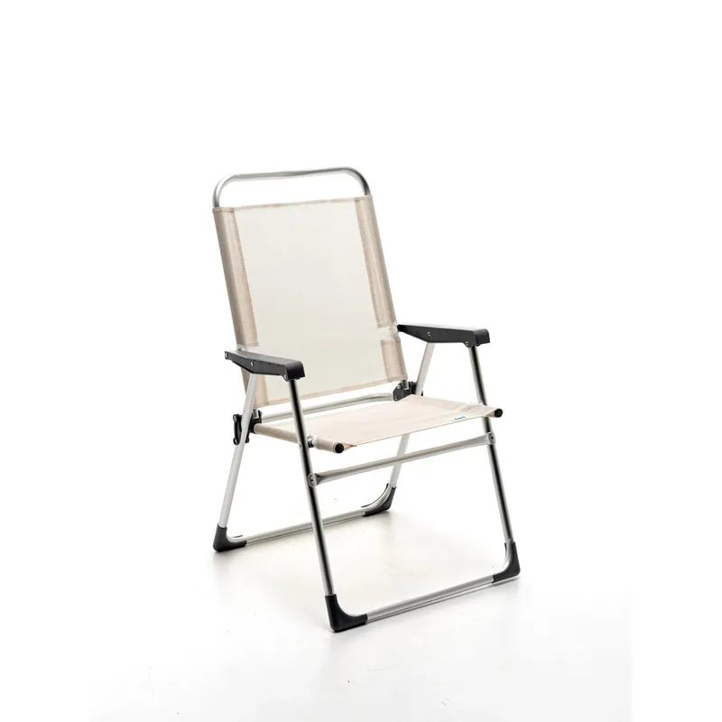 Sedia a sdraio pieghevole con braccioli Tahiti in alluminio e Textilen crema Goedkoop