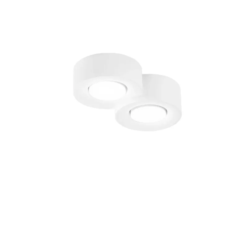Exclusieve Aanbieding Plafoniera Athen rotonda doppia in gesso verniciabile 26x20x6,3 cm bianco