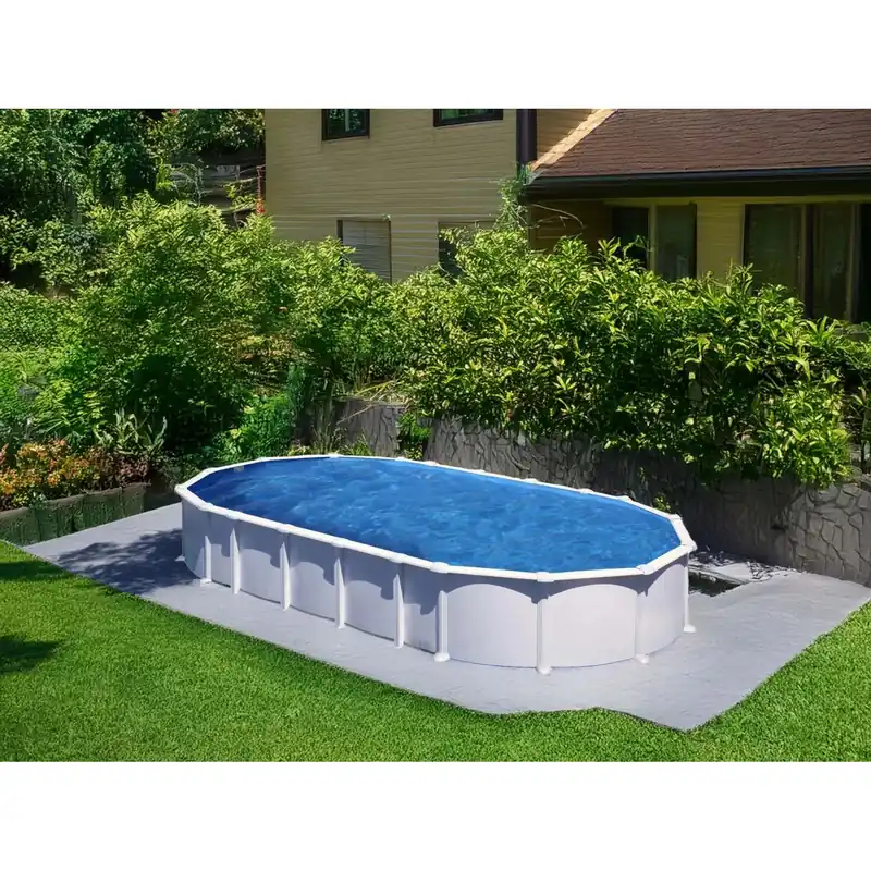 Uitverkoop Piscina in acciaio fuori terra Haiti 1000x550x132 cm Omega-System ovale bianco
