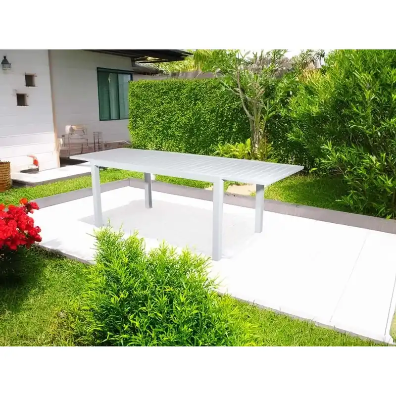 Hete Deal Tavolo allungabile da giardino Sardegna in alluminio bianco 200/300x100 cm
