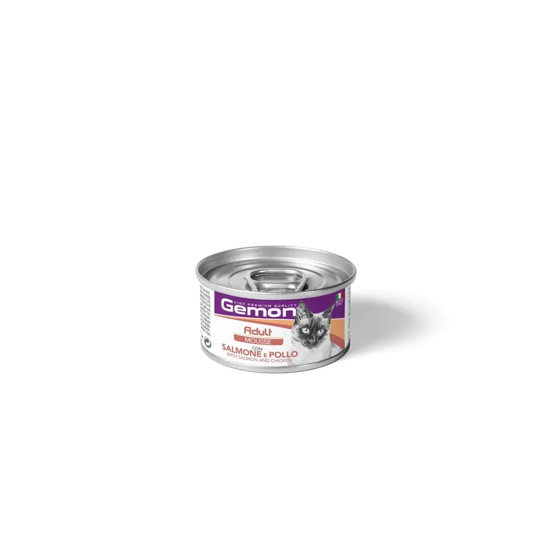 Gereduceerde Prijs Cibo umido per gatti Monge Gemon salmone e pollo lattina mousse 85 g