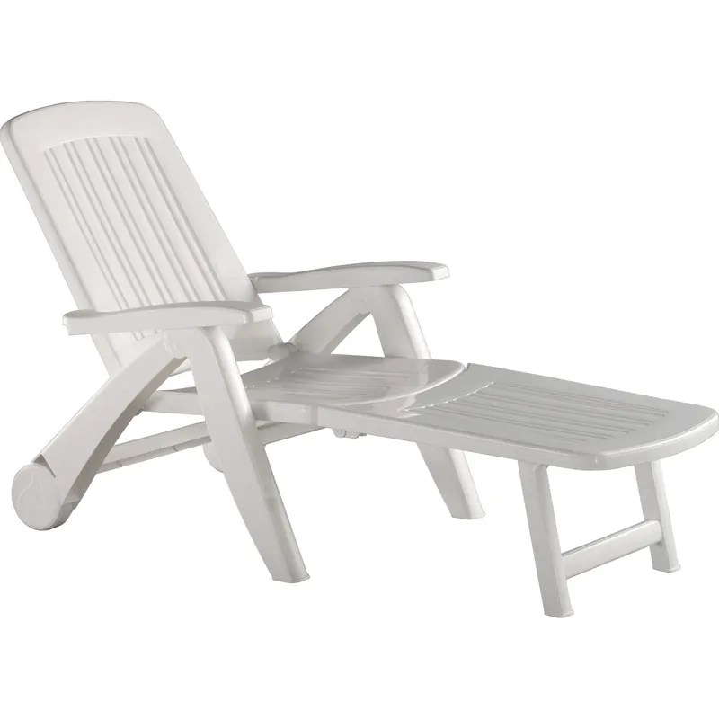 Lettino con ruote muliposizione in resina bianco Saturno Flitsaanbieding