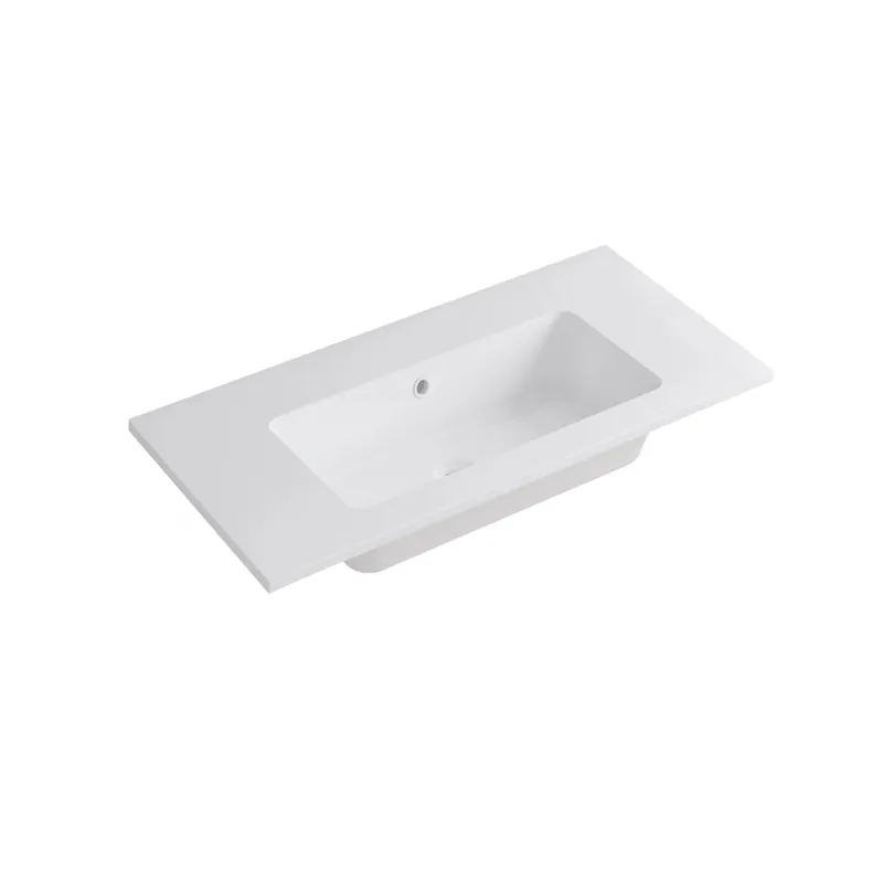 Lavabo in marmoresina centrale 90 cm Bianco lucido Rechtstreeks Van De Fabrikant