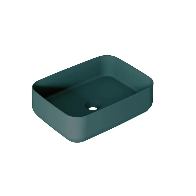 Finale Uitverkoop Lavabo da appoggio rettangolare in ceramica 50x12x36 cm Verde opaco