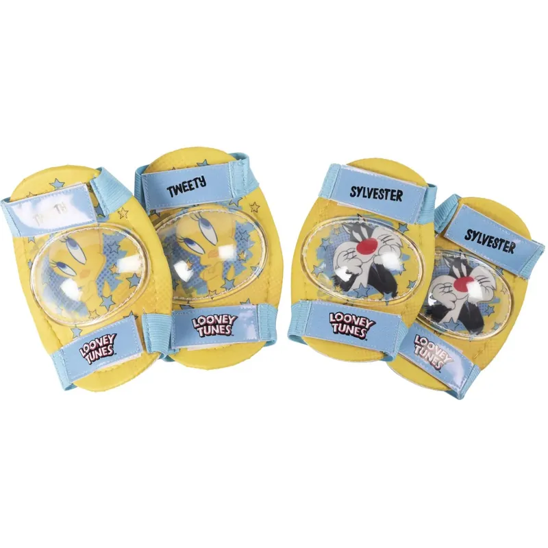 Betrouwbaar Kit protezione gomitiere e ginocchiere Titti e Silvestro giallo e azzurro