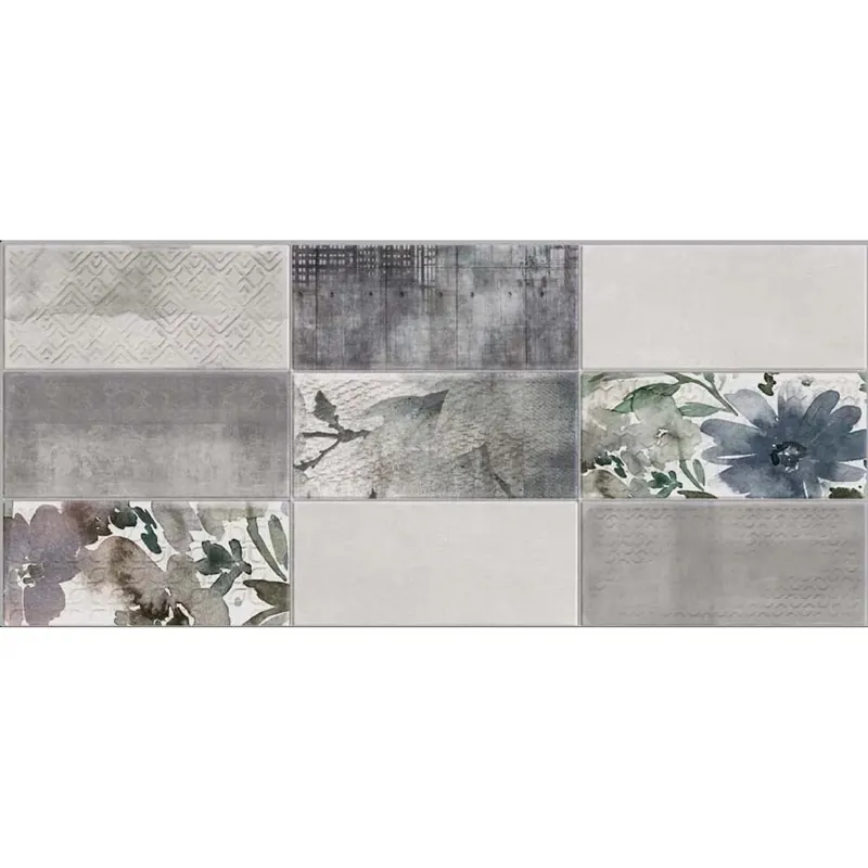 Finale Uitverkoop Rivestimento in bicottura decoro grigio 20x45 cm 1,62 m²