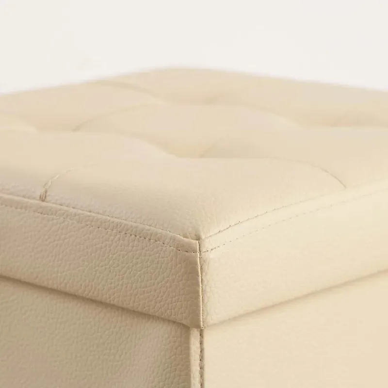 Pouf contenitore in similpelle 38x38x38 cm beige Betrouwbaar