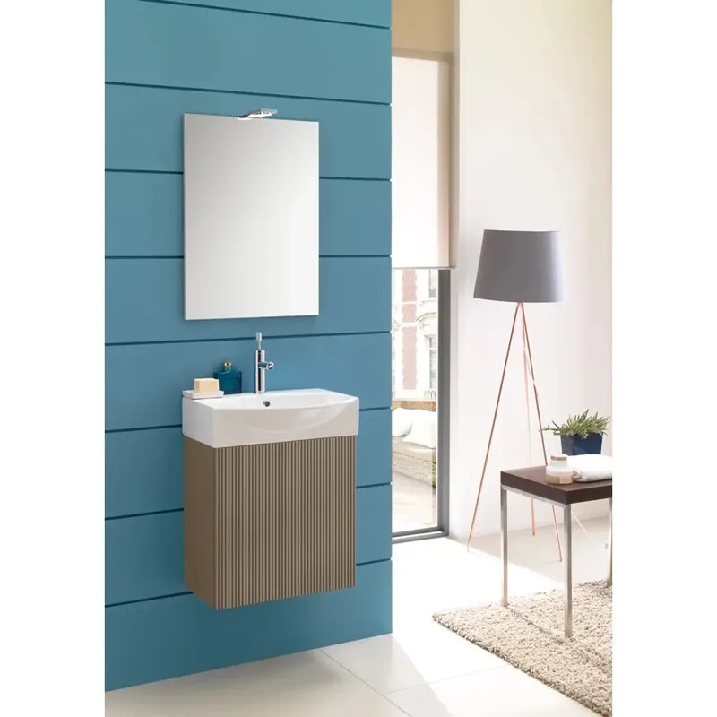 Meest Verkocht Mobile bagno assemblato con anta sospeso Mini 51x71x41 cm nocciola opaco laccato